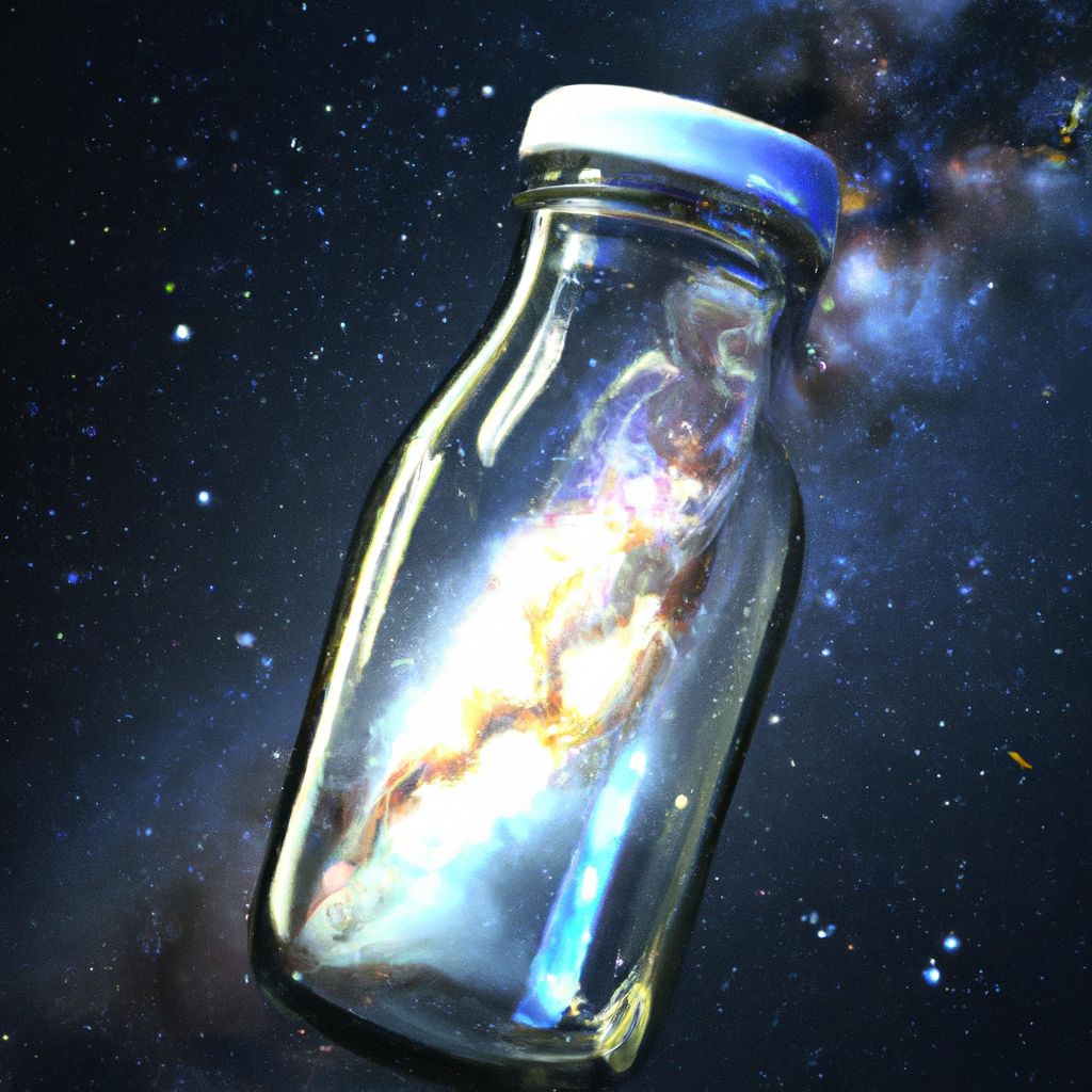 milkyway in a glass bottle, 4K, unreal engine, octane render